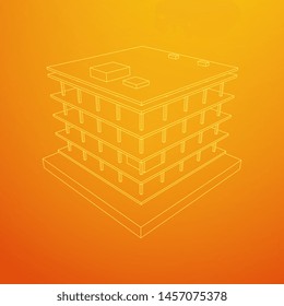 Building under construction. Build house construct in process. Wireframe low poly mesh vector illustration