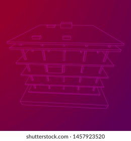 Building under construction. Build house construct in process. Wireframe low poly mesh vector illustration