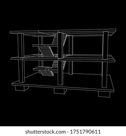 Building under construction. Build house construct in process. Wireframe low poly mesh vector illustration