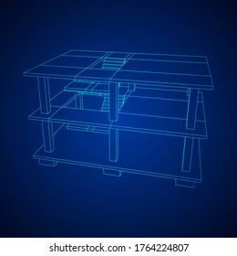 Building under construction. Build house construct in process. Wireframe low poly mesh vector illustration