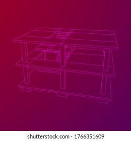 Building under construction. Build house construct in process. Wireframe low poly mesh vector illustration