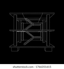 Building under construction. Build house construct in process. Wireframe low poly mesh vector illustration