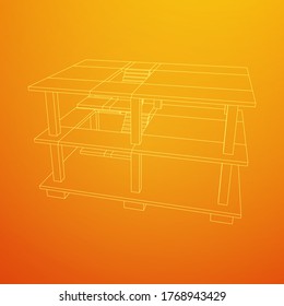 Building under construction. Build house construct in process. Wireframe low poly mesh vector illustration