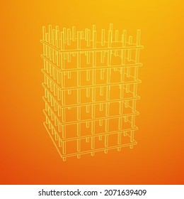 Building under construction. Build house construct in process. Wireframe low poly mesh vector illustration