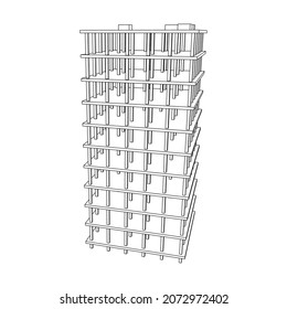 Building under construction. Build house construct in process. Wireframe low poly mesh vector illustration