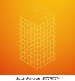 Building under construction. Build house construct in process. Wireframe low poly mesh vector illustration