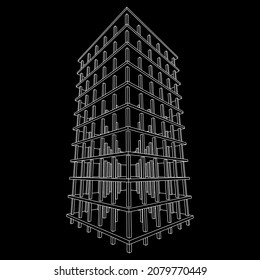 Building under construction. Build house construct in process. Wireframe low poly mesh vector illustration