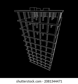Building under construction. Build house construct in process. Wireframe low poly mesh vector illustration