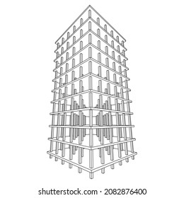 Building under construction. Build house construct in process. Wireframe low poly mesh vector illustration