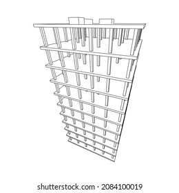 Building under construction. Build house construct in process. Wireframe low poly mesh vector illustration