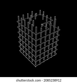 Building under construction. Build house construct in process. Wireframe low poly mesh vector illustration