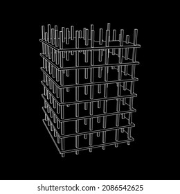 Bau im Bau. Bauen Sie ein Haus in Bearbeitung. Wireframe Low-Poly-Mesh, Vektorgrafik