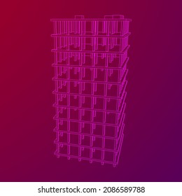 Building under construction. Build house construct in process. Wireframe low poly mesh vector illustration