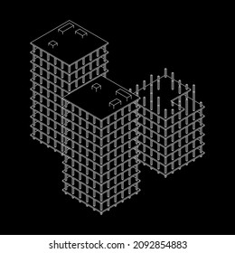 Building under construction. Build house construct in process. Wireframe low poly mesh vector illustration