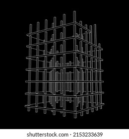 Building under construction. Build house construct in process. Wireframe low poly mesh vector illustration