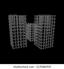 Building under construction. Build house construct in process. Wireframe low poly mesh vector illustration