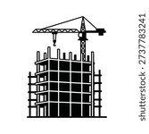 Building under construction icon silhouette vector illustration isolated