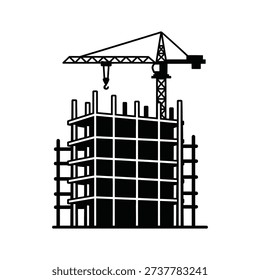 Building under construction icon silhouette vector illustration isolated