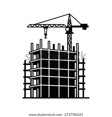Building under construction icon silhouette vector illustration isolated