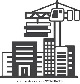 building under construction illustration in minimal style isolated on background