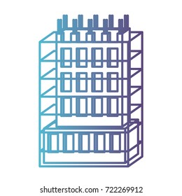building under construction with scaffolding around in gradient color silhouette from blue to purple vector illustration