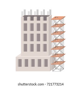 building under construction with scaffolding in colorful silhouette without contour vector illustration