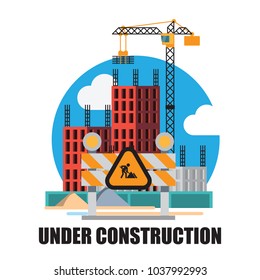 Building under Construction site background concept ,infographics Construction , Vector illustration cartoon character design.