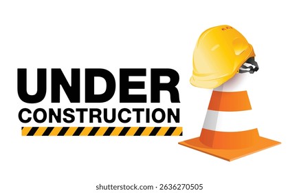 Building under Construction site,  engineer hat is placed on the background, vector design