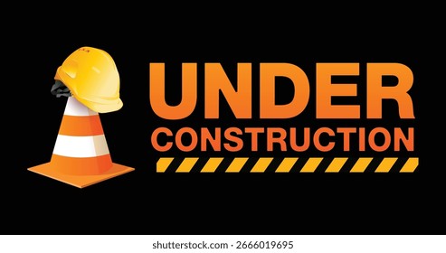 Building under Construction site,  engineer hat is placed on the background, vector design