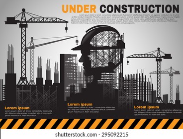 Building under Construction site Construction infographics Vector illustration template design