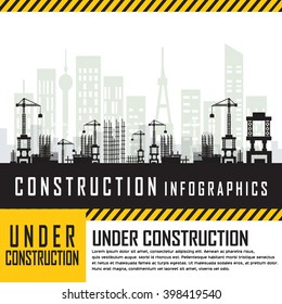 Building under Construction site,Construction infographics,Vector illustration template design