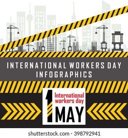 Building under Construction site,Construction infographics,Vector illustration template design,international workers day infomation.