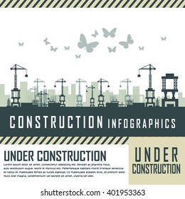 Building under Construction site,Construction infographics,Vector illustration template design,Green Construction infograpics . Earth tone