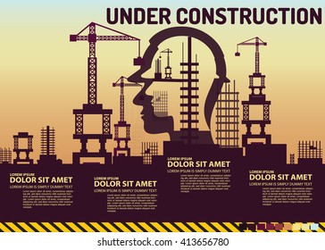 Building under Construction site,Construction infographics,Vector illustration template design