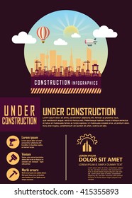 Building under Construction site,Construction infographics,Vector illustration template design