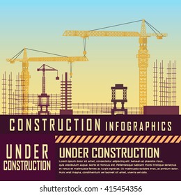 Building under Construction site,Construction infographics,Vector illustration template design