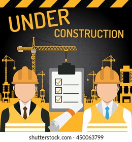 Building under Construction site,Construction infographics,Vector illustration template design