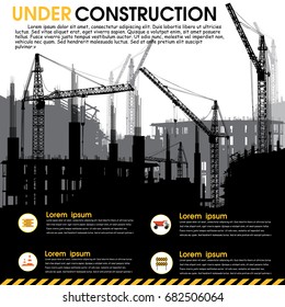 Building under Construction site,Construction infographics,Vector illustration template design