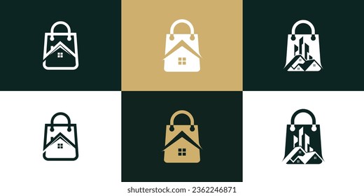building unique logo set , modern, concept , real estate, Premium Vector