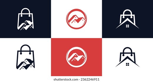 conjunto de logotipos únicos de construcción , moderno, concepto , inmobiliario, Vector Premium