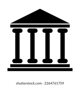 Building university architecture icon, museum roman symbol, flat design vector illustration .