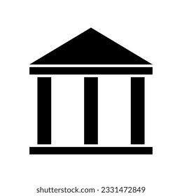 Building university architecture icon, museum roman symbol, flat design vector illustration .