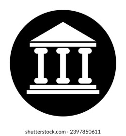 Building university architecture icon, museum roman symbol, flat design vector illustration .