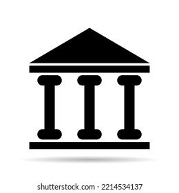 Building university architecture shadow icon, museum roman symbol, flat design vector illustration .