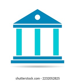 Building university architecture shadow icon, museum roman symbol, flat design vector illustration .