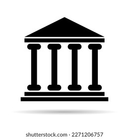 Building university architecture shadow icon, museum roman symbol, flat design vector illustration .