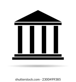 Building university architecture shadow icon, museum roman symbol, flat design vector illustration .