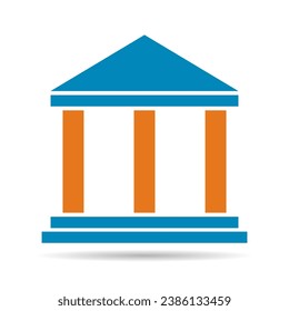 Building university architecture shadow icon, museum roman symbol, flat design vector illustration .
