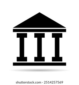 Building university architecture shadow icon, museum roman symbol, flat design vector illustration .