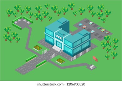 The building of the University in the isometric